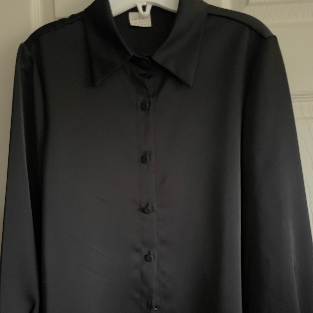 Silk & Salt Black Satan Blouse